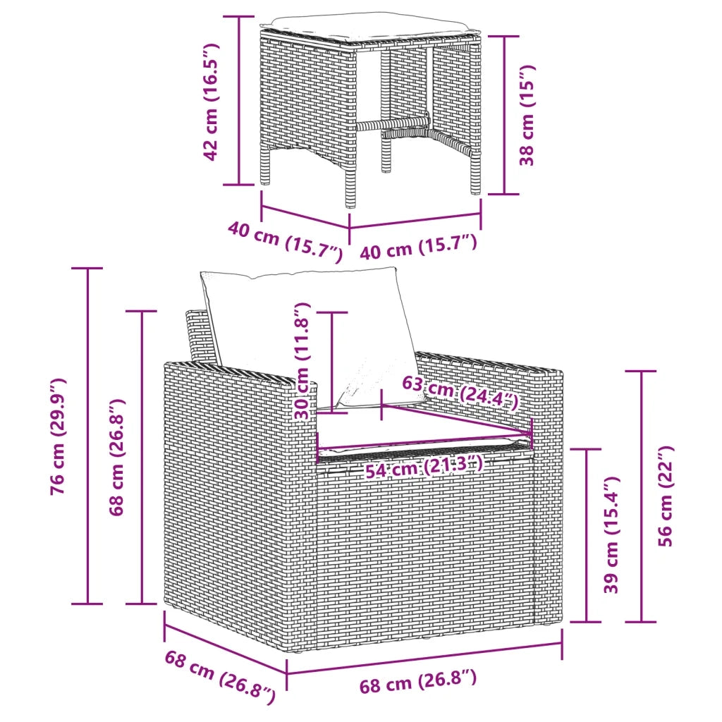 Set Divano da Giardino 4 pz con Cuscini Marrone in Polyrattan 366360