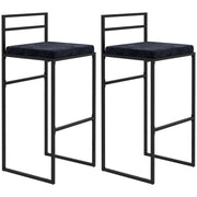 Set 2 Sgabelli Alti da Bar ¨C Xylo ¨C Velluto Nero con Cuscino e Poggiapiedi H74cm