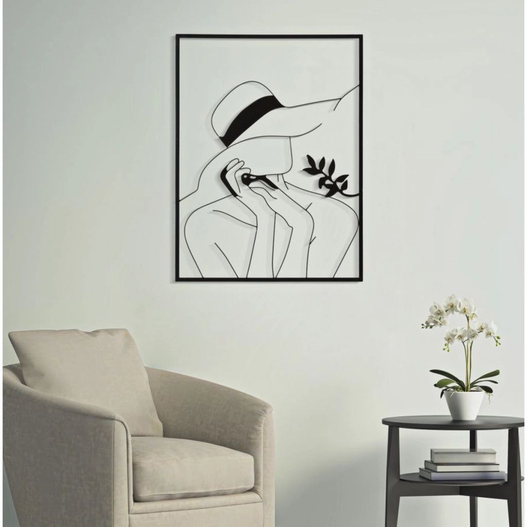 Decorazione in Metallo Viso 5, Nero, Metallo, 60x1x80 cm