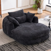 Méridienne in chenille con seduta profonda cuscini morbidi e comfort lounge senza montaggio per interni nero