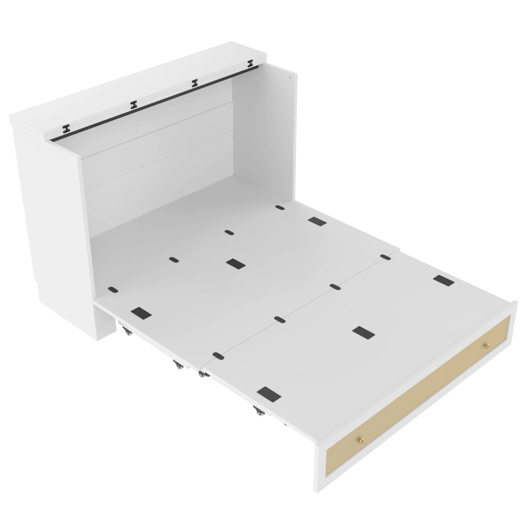 Letto matrimoniale 140×200 cm con cassetti; USB; presa e ripiano; senza materasso; MDF; bianco