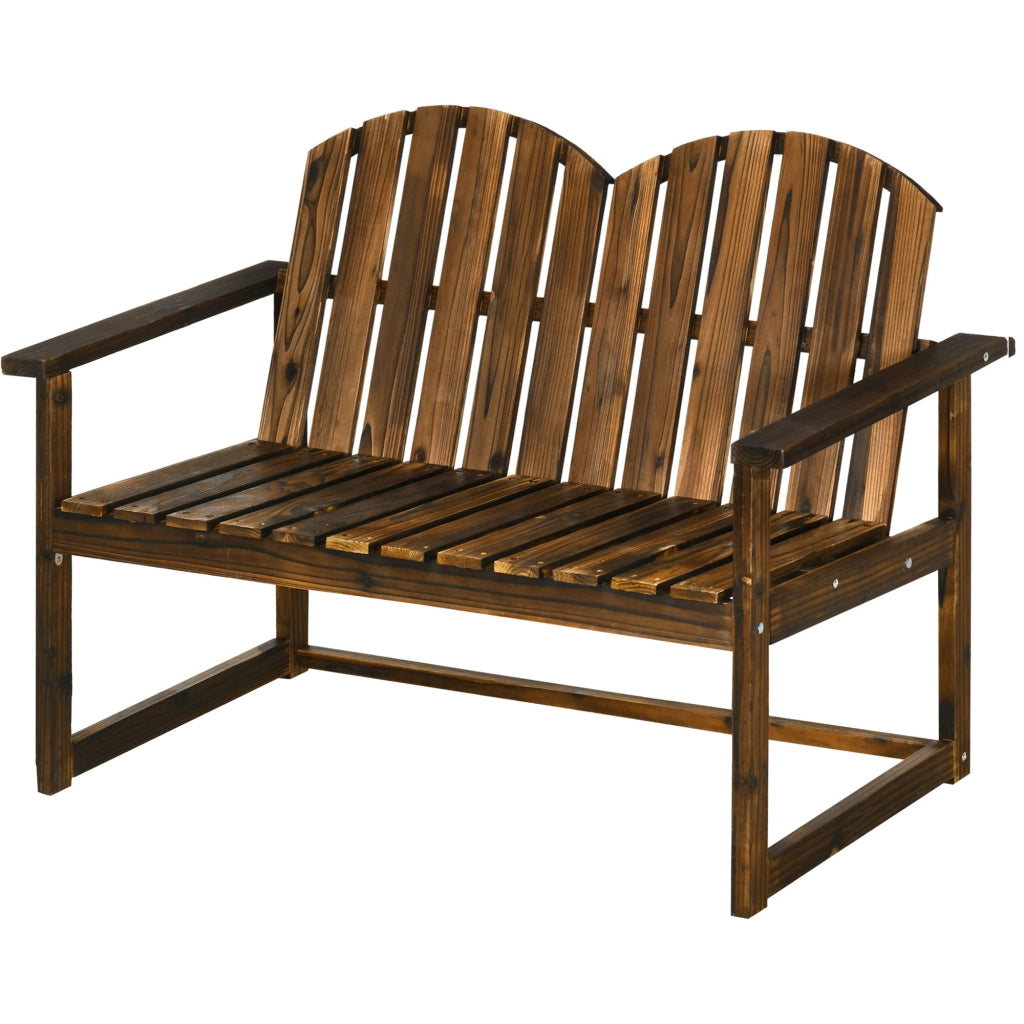Panchina da giardino in abete per 2 persone, design rustico, robusta e resistente, per esterno, 114x63x86 cm