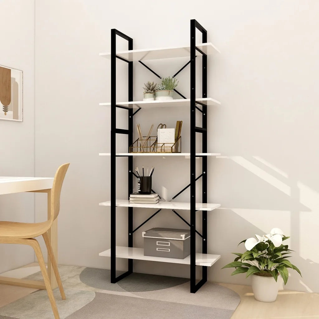 Libreria a 5 Ripiani Bianca 80x30x175 cm in Truciolato