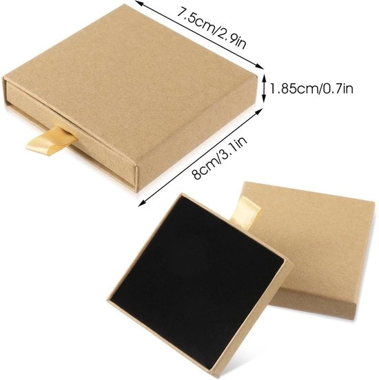 Scatola per gioielli multifunzione - 2 pezzi - colore legno chiaro - imballaggio in cartone rigido - scatola di conservazione per collane/bracciali/orecchini - regalo per amici/famiglia