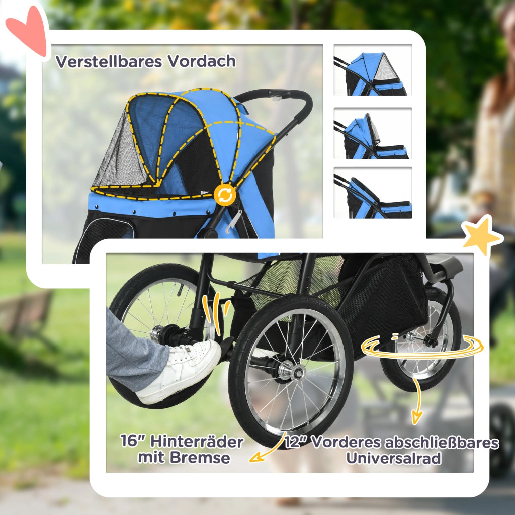 Carrello da trasporto per cani ¨C zephmum ¨C Blu, Polipropilene, 111x58x107 cm