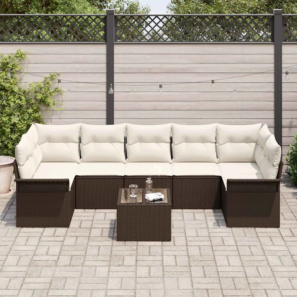 Set Divano da Giardino 8 pcs Marrone e Crema polyrattan 3353947