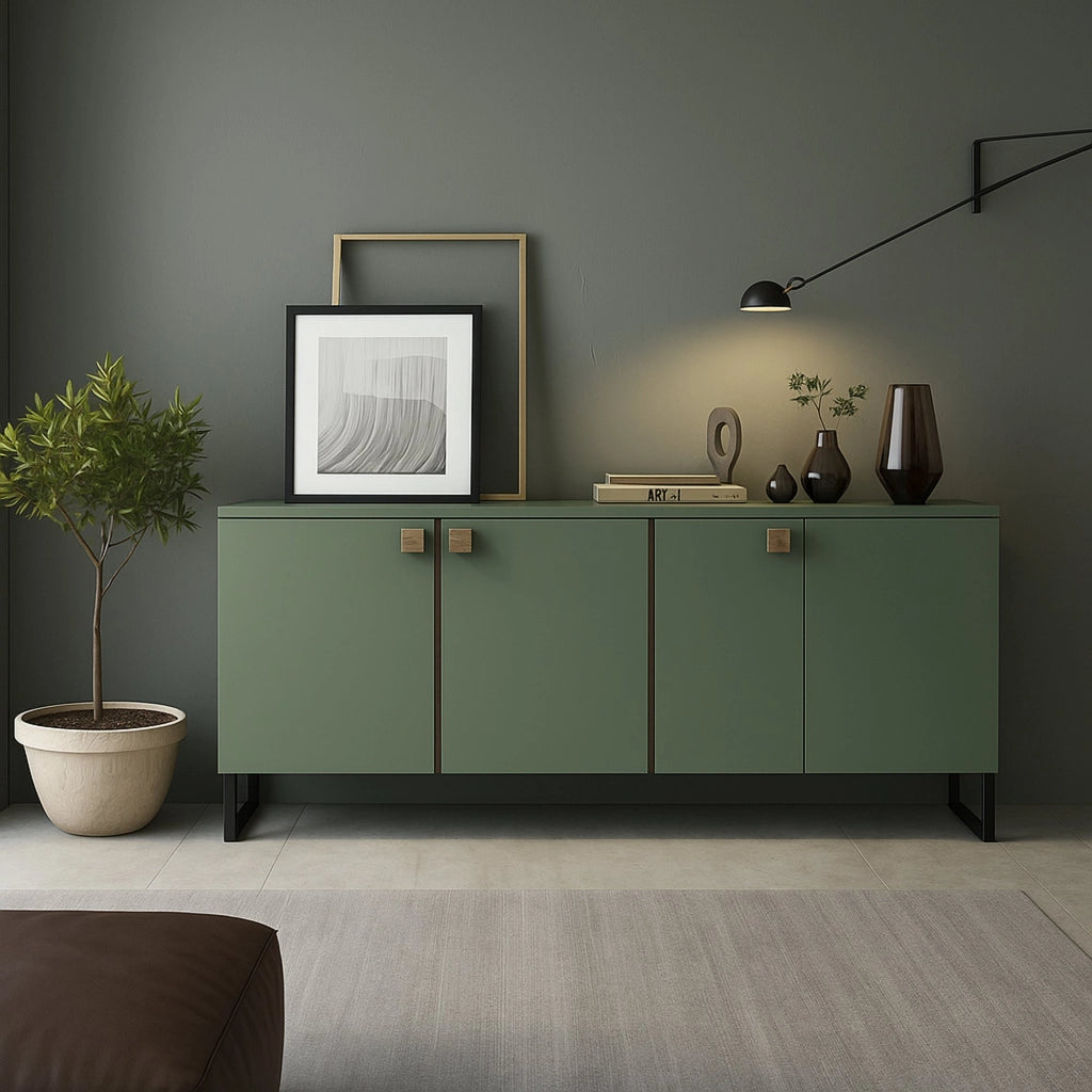 Madia Carvico, Credenza 3 Ripiani, 184x40x86h cm Verde