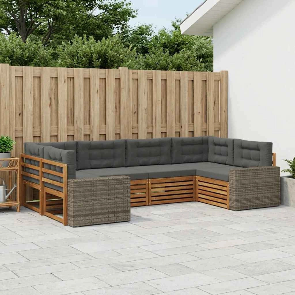 Set di divani da esterno 6 pz Naturale e Antracite 3383790