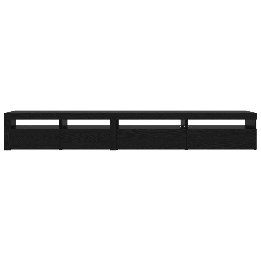 Set di mobili TV 3 pezzi  con luci LED in rovere nero legno ingegnerizzato