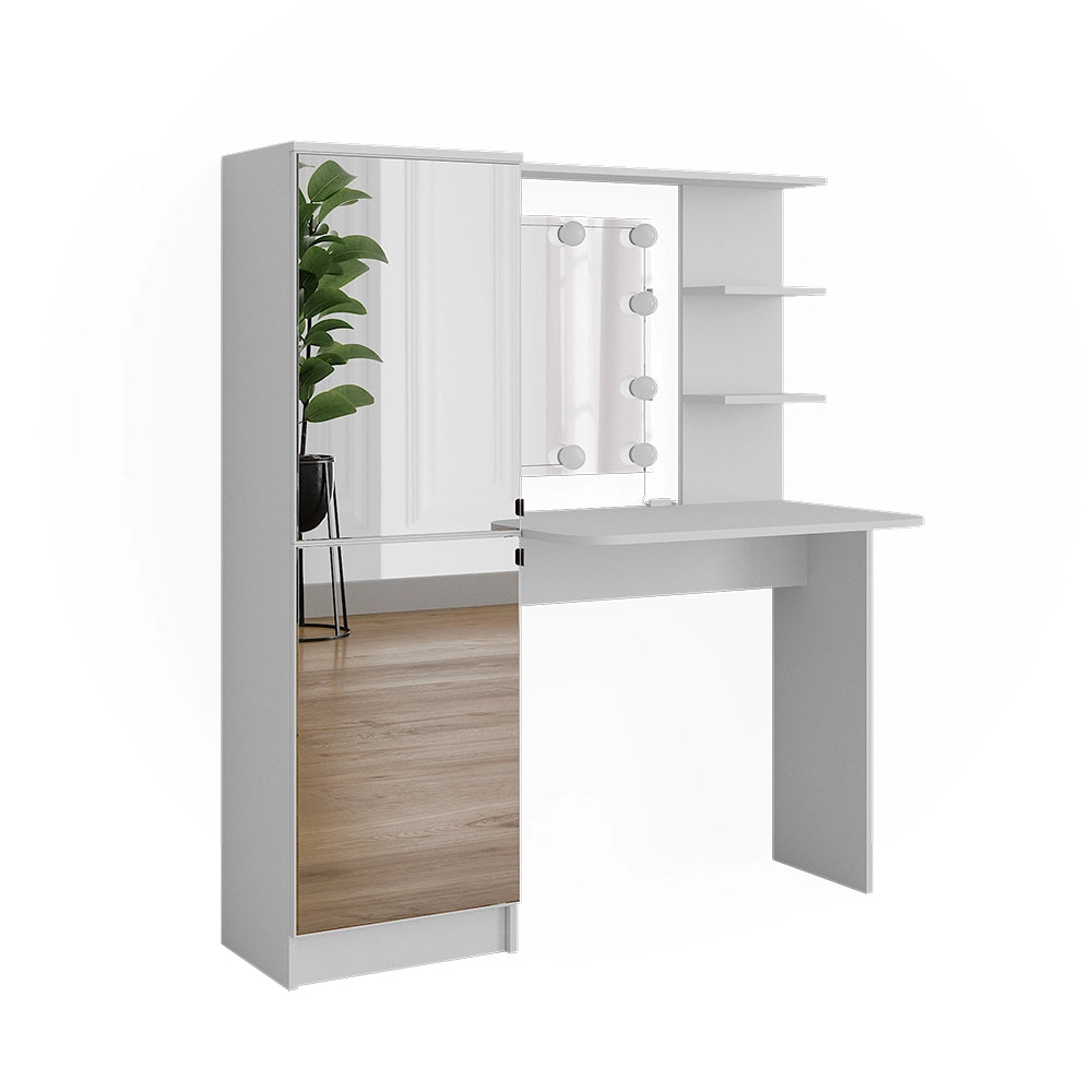 Vicco Tavolo da toilette Bianco 123 x 141.2 cm con illuminazione a LED