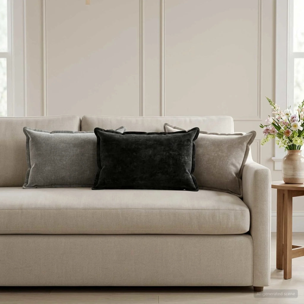 Federa 6 pz HOUTEN Grigio Scuro 40 x 60 cm Tessuto Chenille 917547