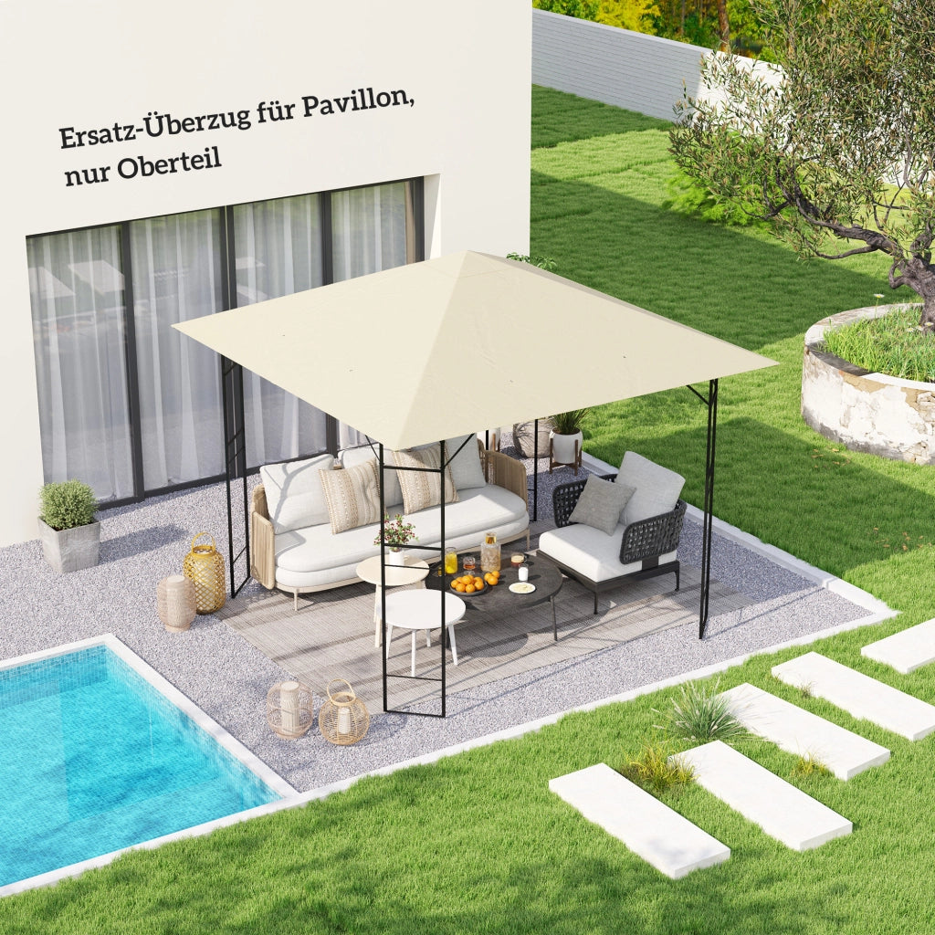 Tetto di Ricambio per Gazebo 3x3m ¨C Xylo ¨C Tessuto Oxford 370g/m2 UPF30+ Crema