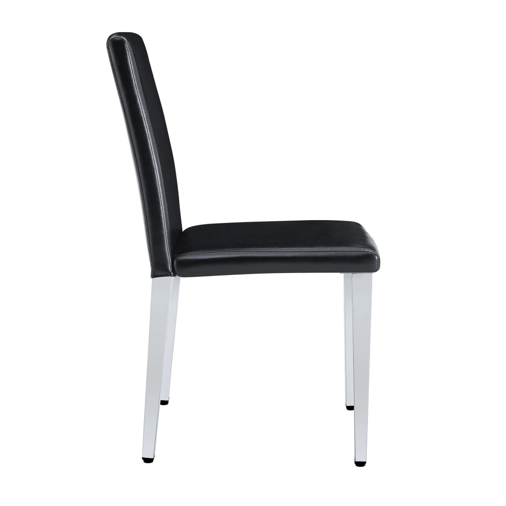 Set di 2 sedie da pranzo in PU; gambe in metallo; nero e argento
