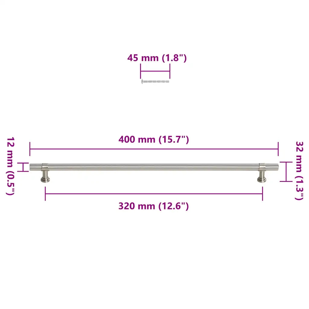 Maniglie per Mobili 5pz Argento 320mm in Acciaio Inox 155418
