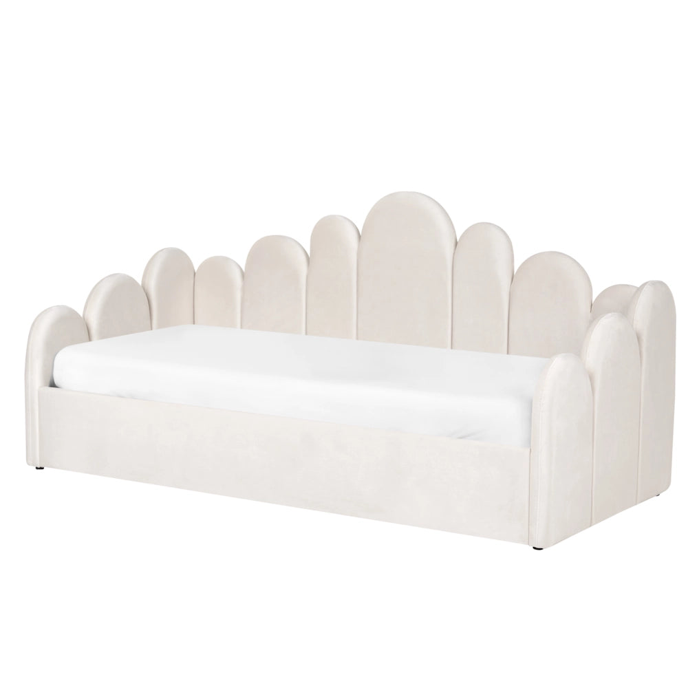 Letto singolo in velluto con contenitore 90 x 200 cm rete a doghe beige chiaro cameretta