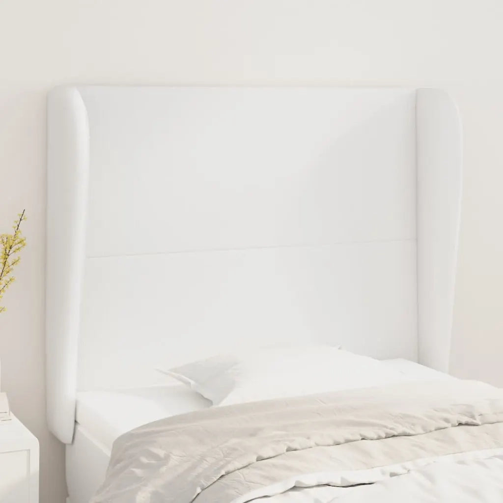 Testiera | Testata ad Orecchio Bianca 93x23x118/128 cm in Similpelle