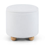 Pouf contenitore rotondo sgabello tessuto ciniglia coperchio rimovibile, Pouf contenitore spazio nascosto 35l Bianco