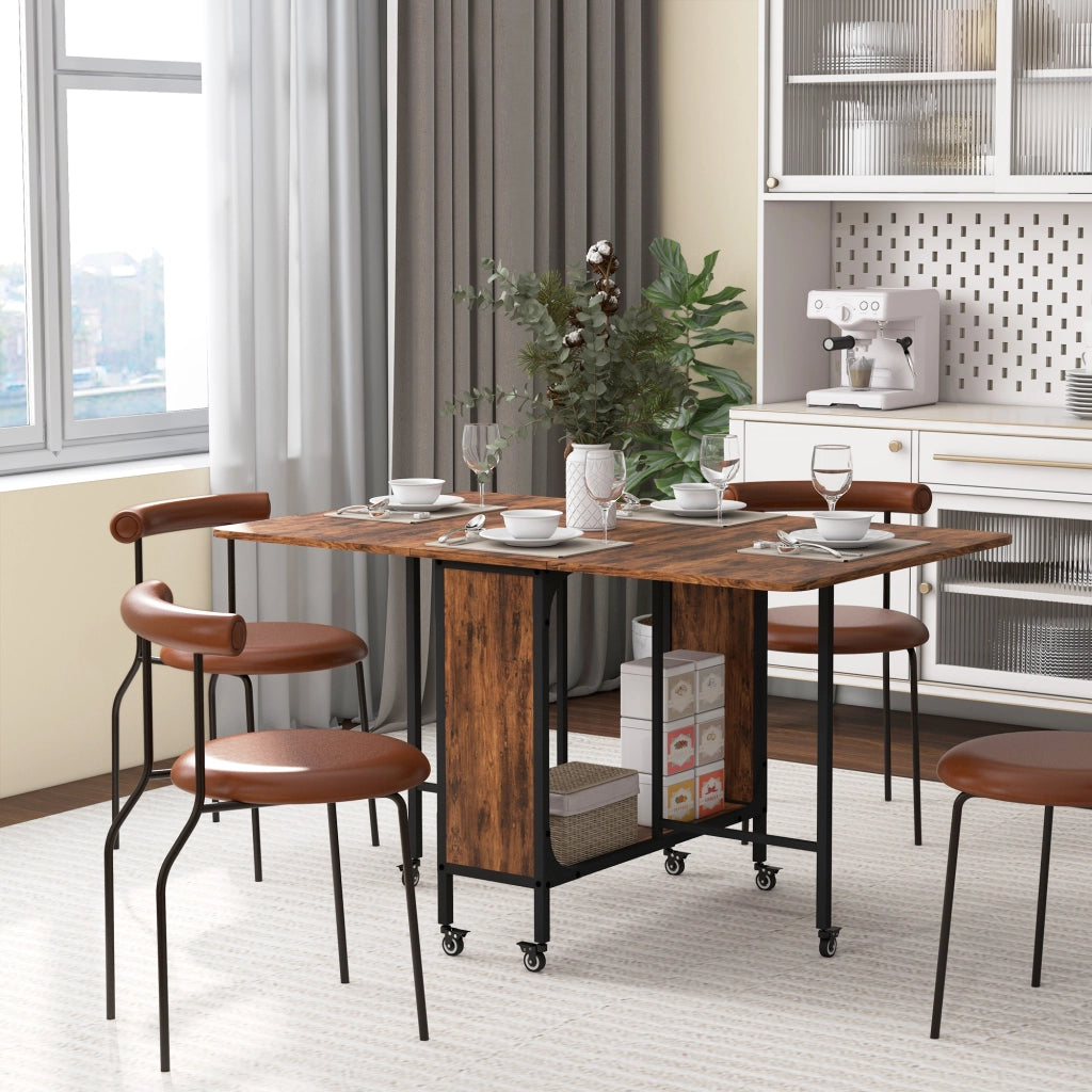 Tavolo allungabile pieghevole da pranzo con ruote ¨C zephmum ¨C Marrone, 6 persone