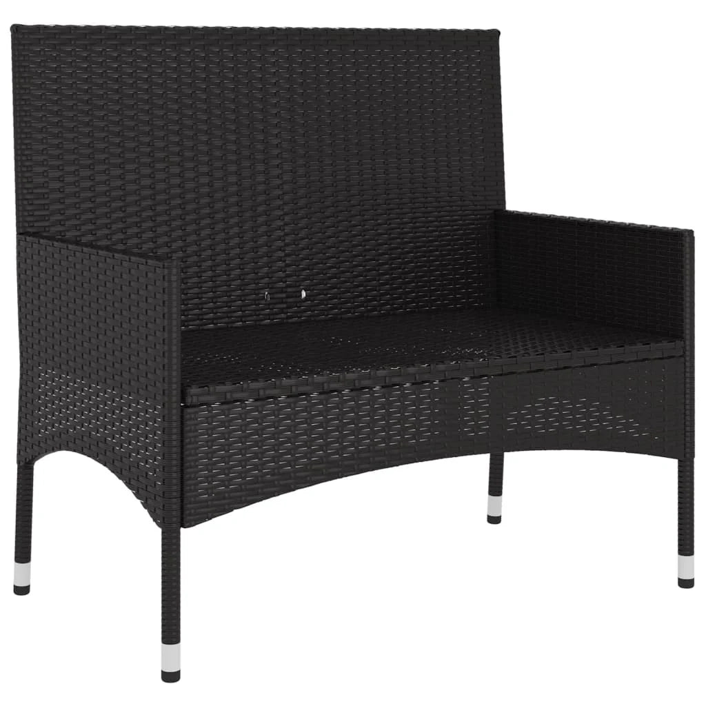 Panca da giardino mobili da esterno per patio panca da terrazza a 2 posti con cuscini resina intrecciata nera 02_0011778