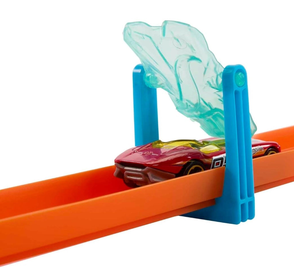 Hot Wheels Track Builder Set Sfide Tema Ghiaccio con 1 veicolo Idea Regalo