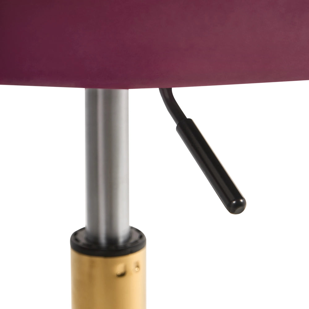 Sedia da ufficio in velluto di colore bordeaux con base girevole altezza regolabile elegante moderna