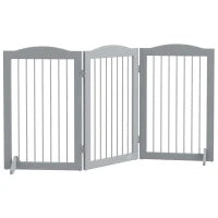 Barriera di Sicurezza per Cani per Scale e Porte Design Pieghevole e Supporto a Terra 154x30x80 cm Grigio