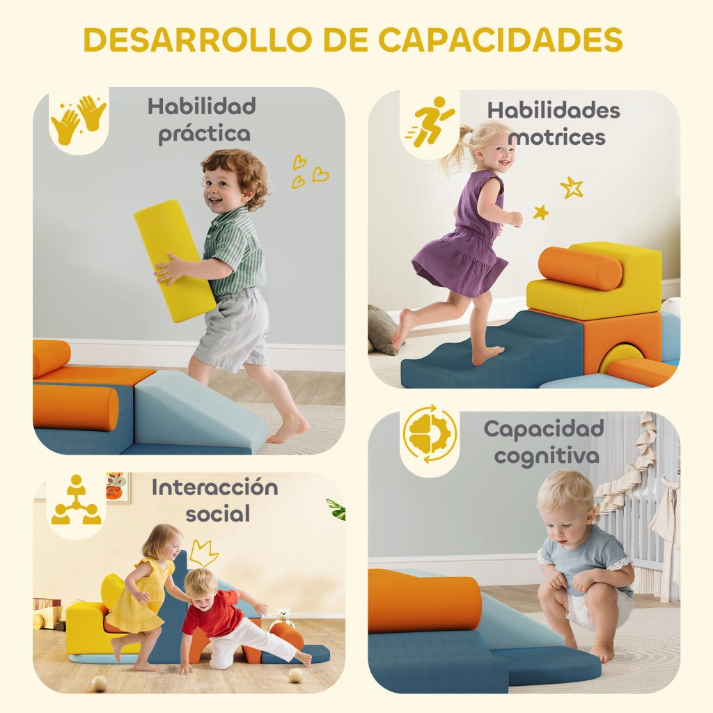 Set 9 Blocchi Schiuma per Bambini ¨C Xylo ¨C Arrampicarsi Gattonare Multicolore