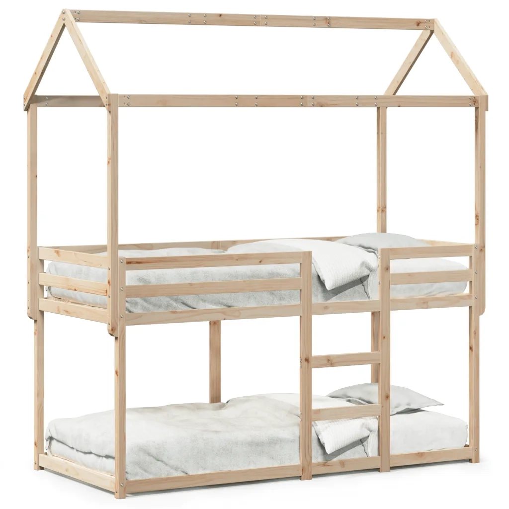 Letto a Castello con Tetto 80x200 cm in Legno Massello di Pino 3282121
