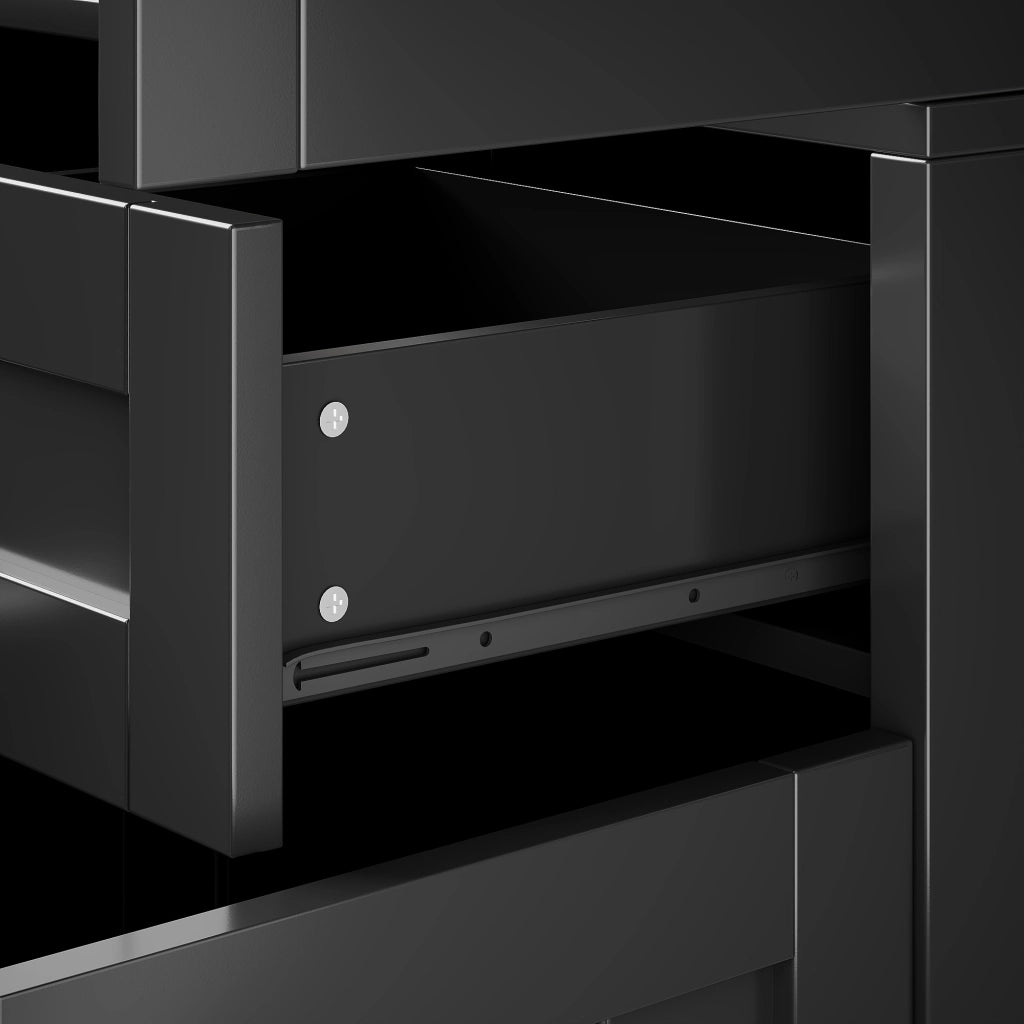 ARMADIO ALTO 140x38,5x175 cm in MDF e Acrilico Nero con ante trasparenti