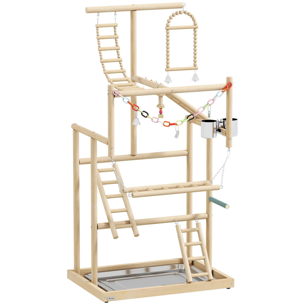 Trespolo per Pappagalli con Giochi ¨C zephmum ¨C Legno Naturale