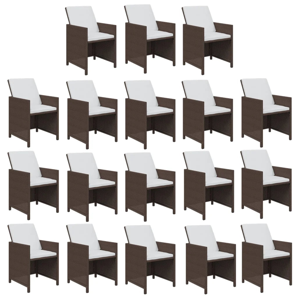 Set da Pranzo per Giardino 19 pz con Cuscini Polyrattan Marrone 3095648