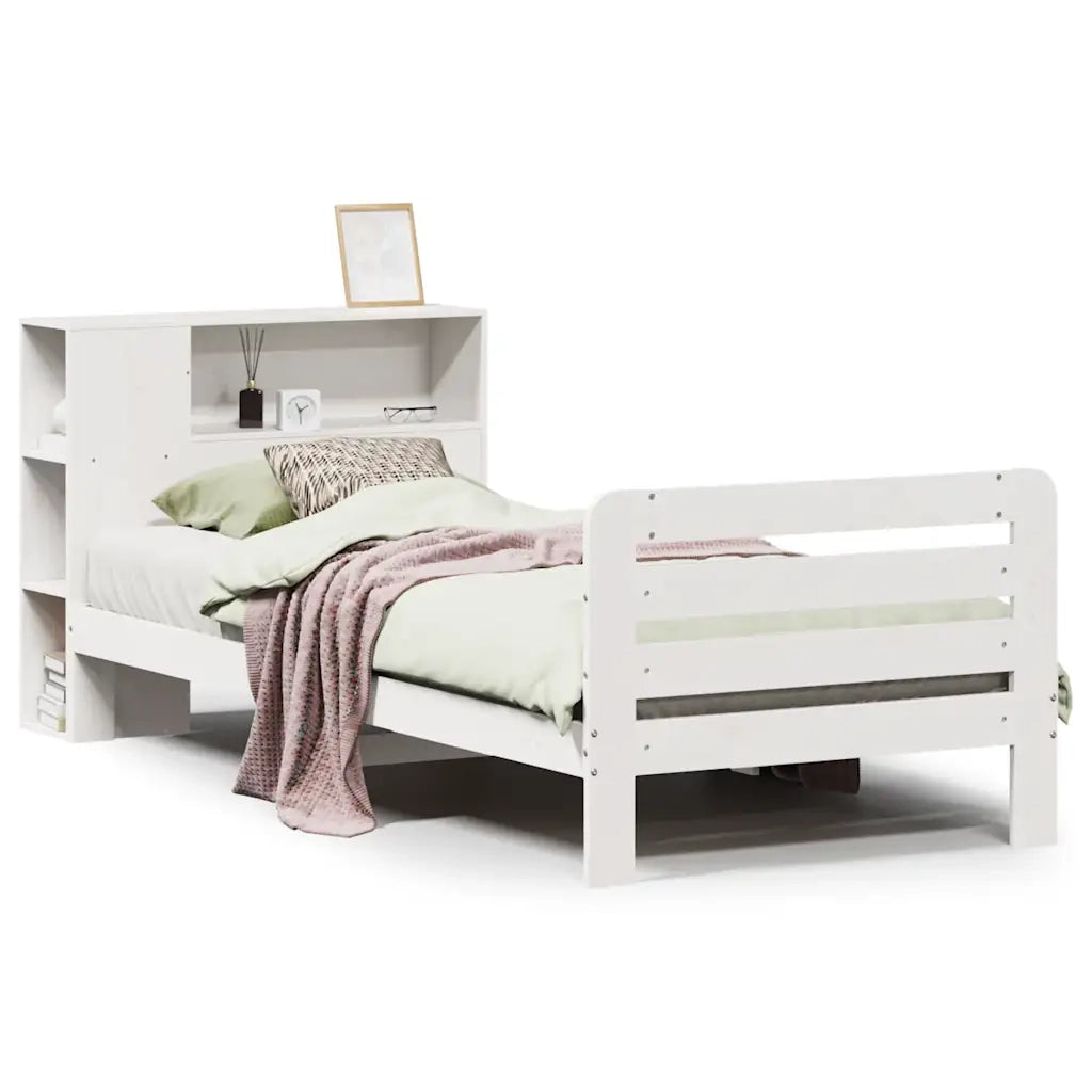 Letto senza Materasso Bianco 75x190 in Legno Massello di Pino 3309909