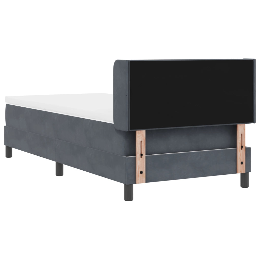 Letto Box Spring con Materasso Grigio Scuro 100x200 cm Velluto