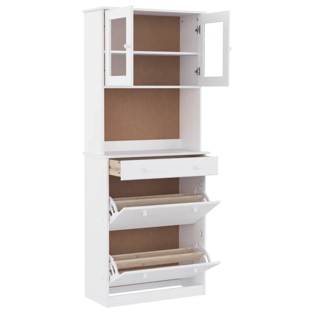 Credenza ALTA Bianca 77x35x188 cm in Legno Massello di Pino 3187778