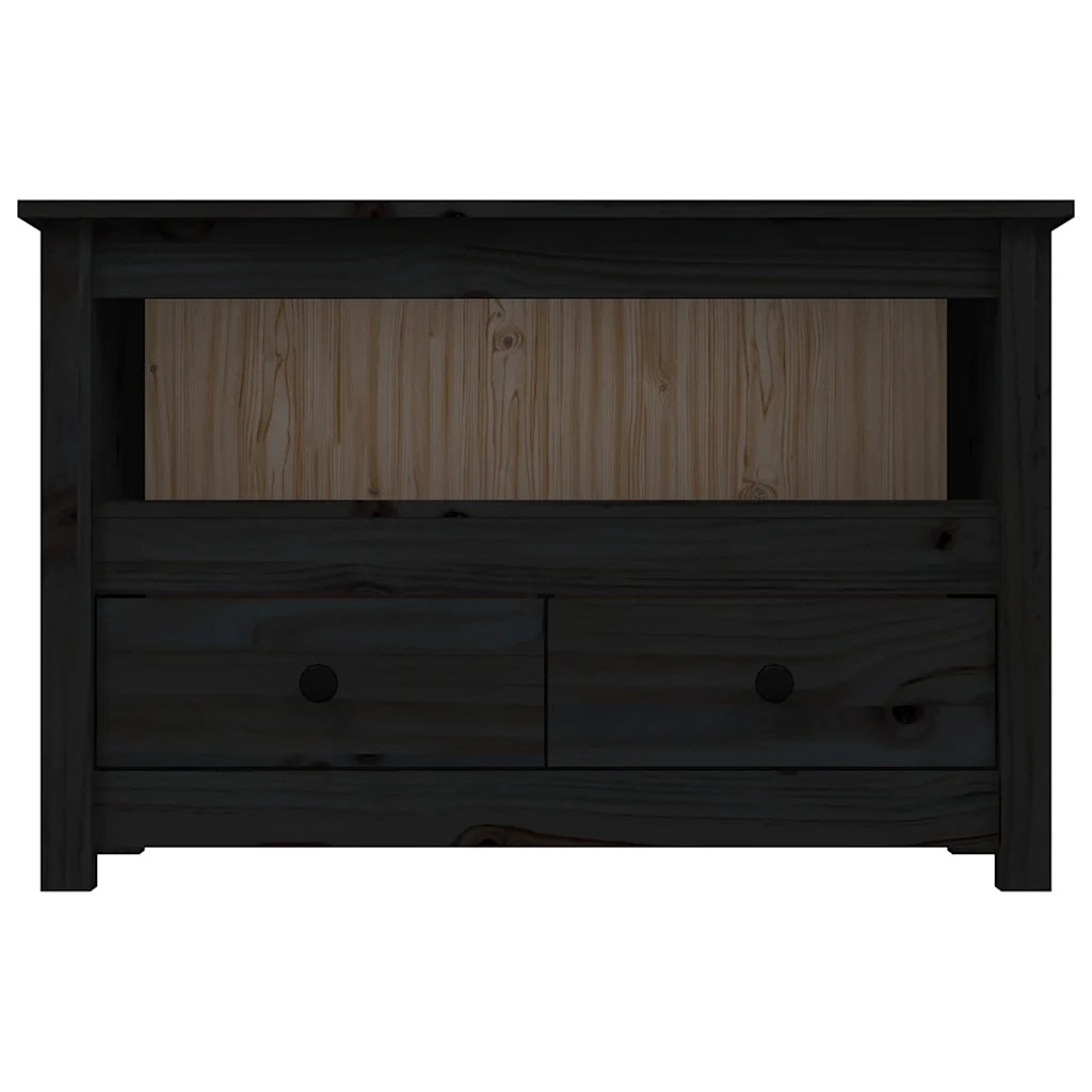 Mobile Porta TV-Mobile per TV-Credenza TV Nero 79x35x52 cm in Legno Massello di Pino