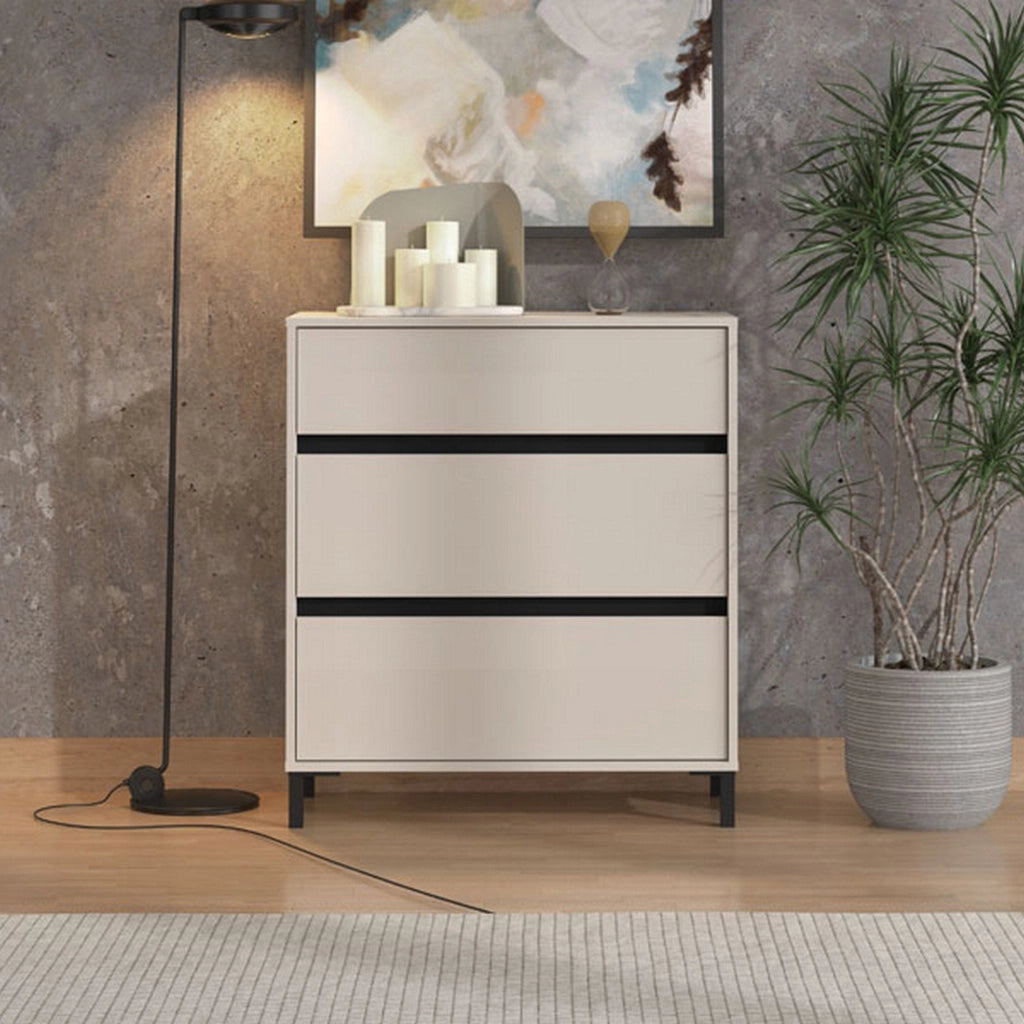 Mapello, Cassettiera 3 Cassetti, 80x40x90h cm Beige