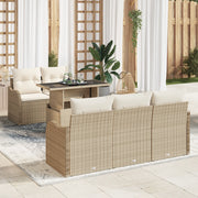 Set di divani da giardino  in 6 pezzi con cuscini in rattan poliestere beige