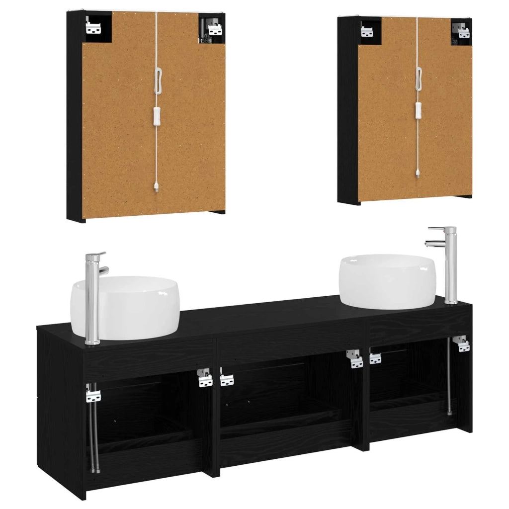 Set di mobili per il bagno 5 pcs Rovere Nero 3407008