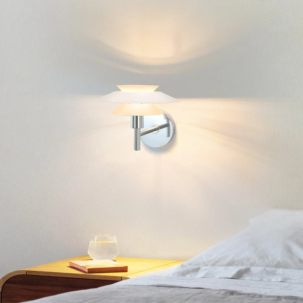 ZMH Applique da parete per camera da letto in metallo bianco Design moderno per corridoio 25W senza lampadina