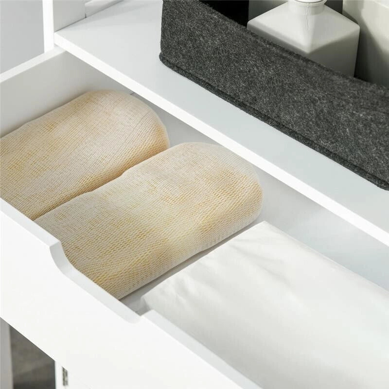 MOBILE BAGNO CON MENSOLE NARMADIETTO E CASSETTO 60X33X122.5CM IN LEGNO BIANCO