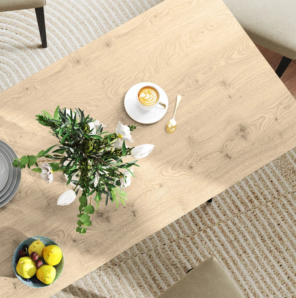 Tavolo da pranzo allungabile 160x75x77 cm con piano estensibile in MDF naturale