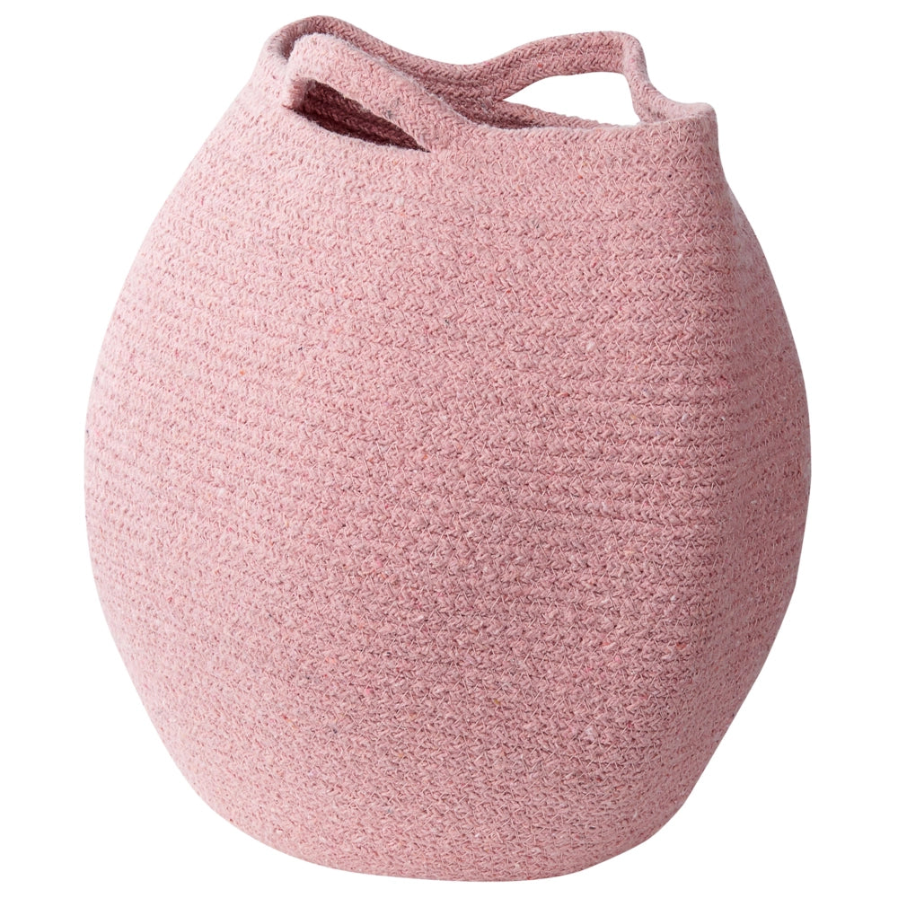Set di 2 cesti portaoggetti in cotone rosa 20 x 30 cm Portabiancheria Contenitori intrecciati a mano