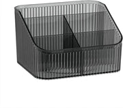 Contenitore di stoccaggio per bagno con capacità elevata, 5 scanalature, design vintage a strisce, per conservare il trucco e il laccio per unghie.
