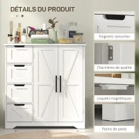 Mobile da bagno con 4 cassetti, 1 armadio, per piccoli spazi, 81,2 x 30 x 83,8 cm, bianco