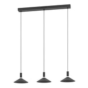 Lampadario Industrial Minimal Conomavilla-Z Acciaio Nero 3 Luci Led 7,5W 3000Lm