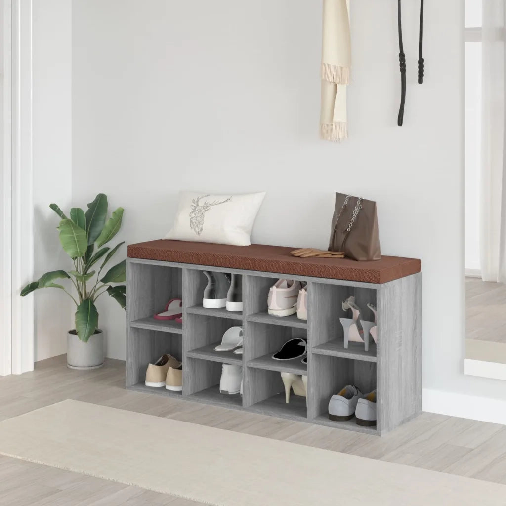 Scarpiera-Scaffale per scarpe Grigio Sonoma 103x30x48 cm in Legno Multistrato