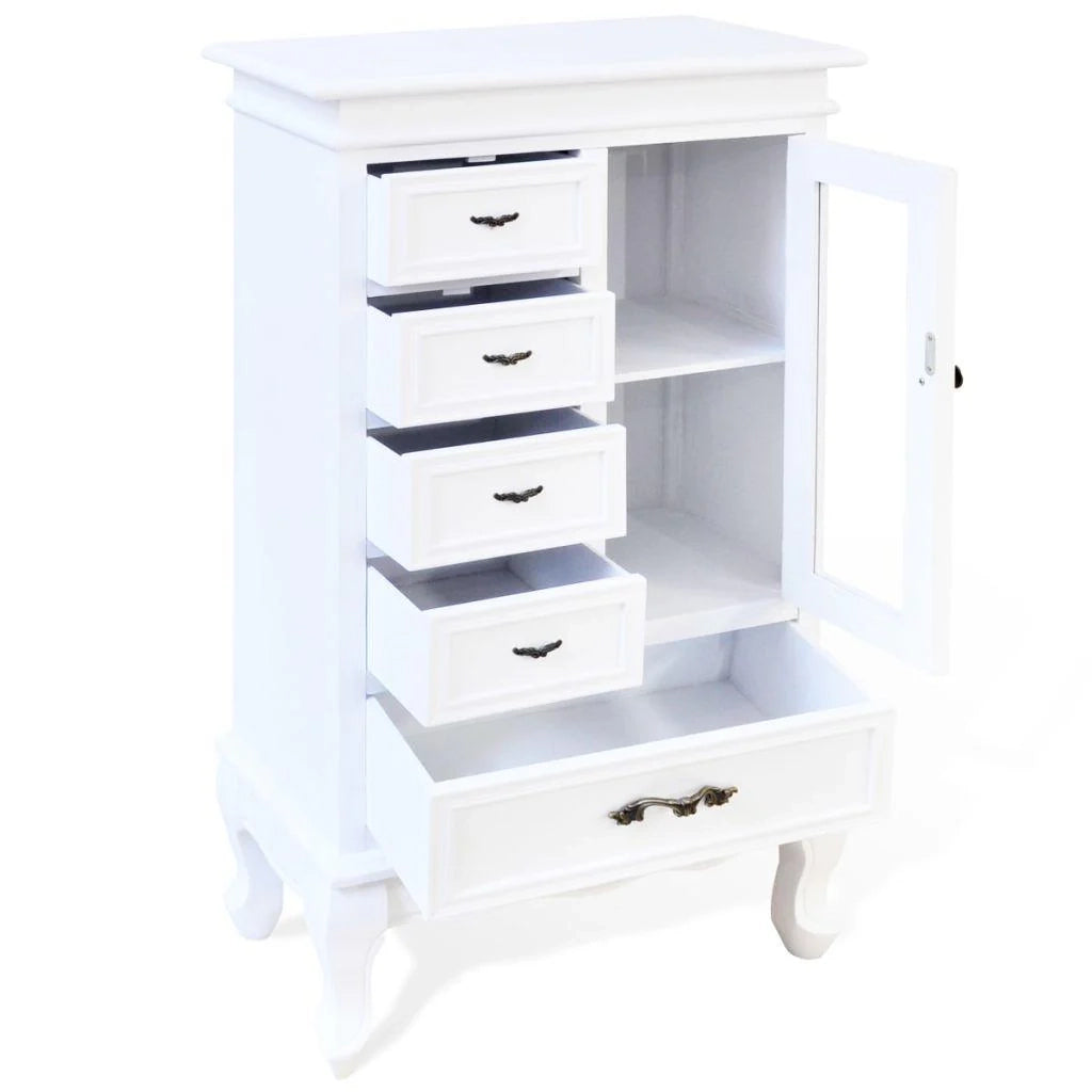 Buffet credenza mobiletto consolle mobile contenitore con 5 cassetti e 2 ripiani bianco 4402197