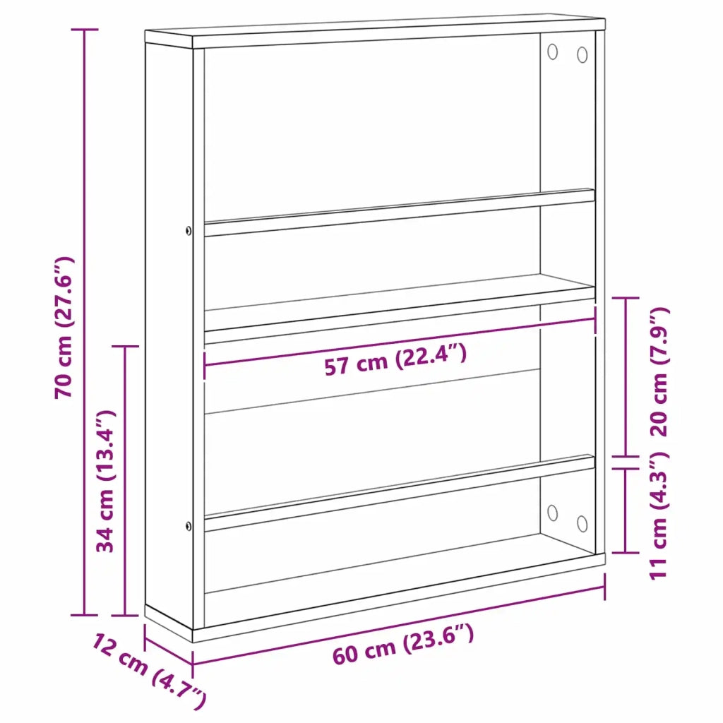 Scaffale per riviste Grigio Sonoma 60 x 12 x 70 cm CFW8646730