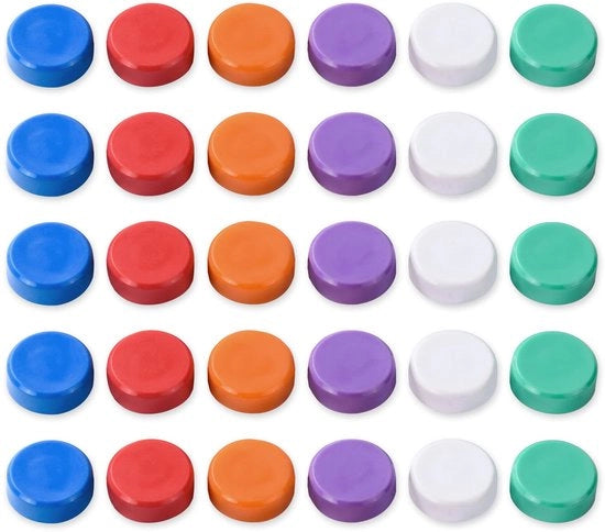 Magnetroni per lavagne, 30 pezzi, magneti rotondi, colorati per lavagne, lavagne magnetiche, frigoriferi, pareti magnetiche, 22 mm, 6 colori
