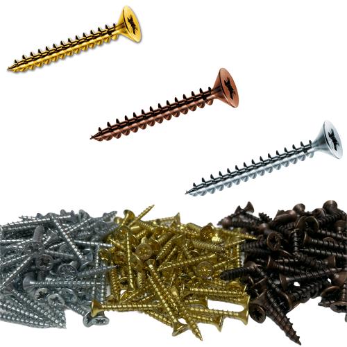 Viti per Legno truciolare Bronzate Testa Piana Svasata Fresata a croce 4,5x18 mm Conf. 500 pz